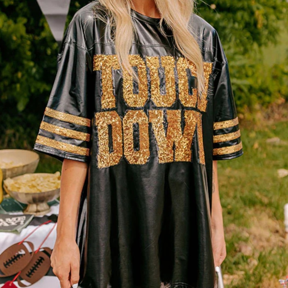Black and Gold Touchdown T-Shirt Dress